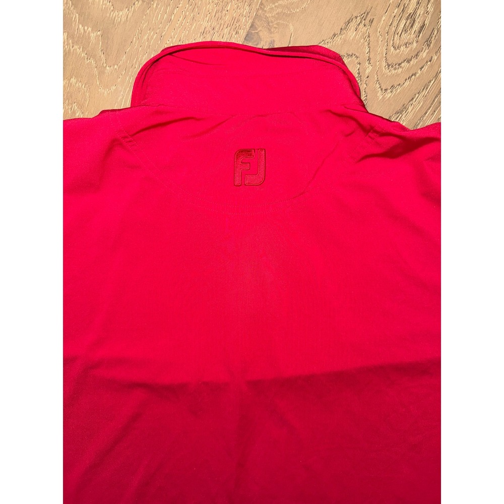 FootJoy Mens XL Red Performance Golf Polo Shirt Conditt Cup Striped Collar FJ - Picture 7 of 7